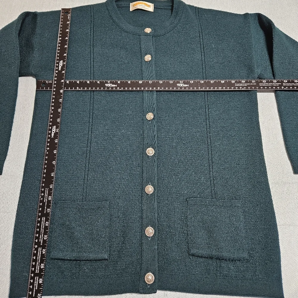 James Pringle Weavers British Isles Womens Wool Cardigan Sweater Knit Green M - Picture 13 of 15